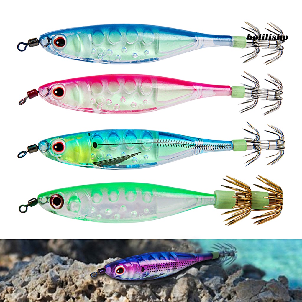 Bo-100mm/9.5g Umpan Pancing Simulasi Kait Tajam 3D Mata Luminous Squid Jig Umpan Buatan Untuk Air Asin