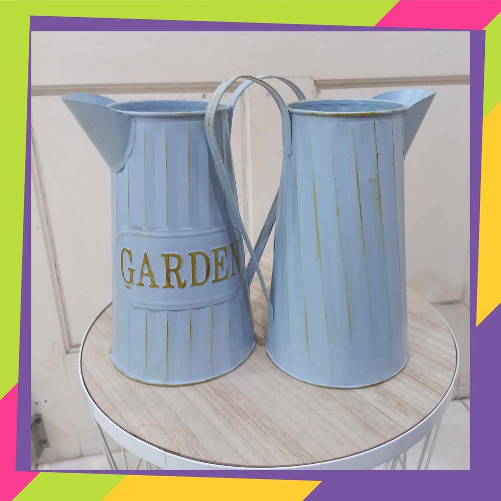 1867 / Pot bunga teko kaleng dekorasi / Vas bunga hias tanaman artificial