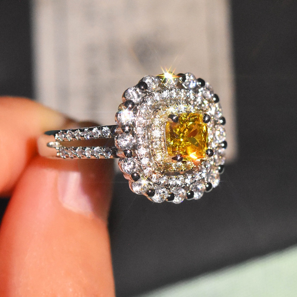 Goldkingdom Aksesoris Perhiasan Fashion Ready Stock Mutiara Warna-Warni Dengan Cincin Berlian Kuning Di Samping.