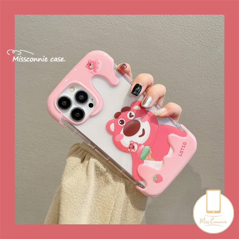 IPHONE Ins Ice Cream Cute Strawberry Bear Winnie The Pooh Casing Ponsel Kompatibel Untuk Iphone14Xr 7Plus 11 12 13 Pro Max X7 8 Plus XS Max SE 2020 Shockproof Cover Soft TPU Shell