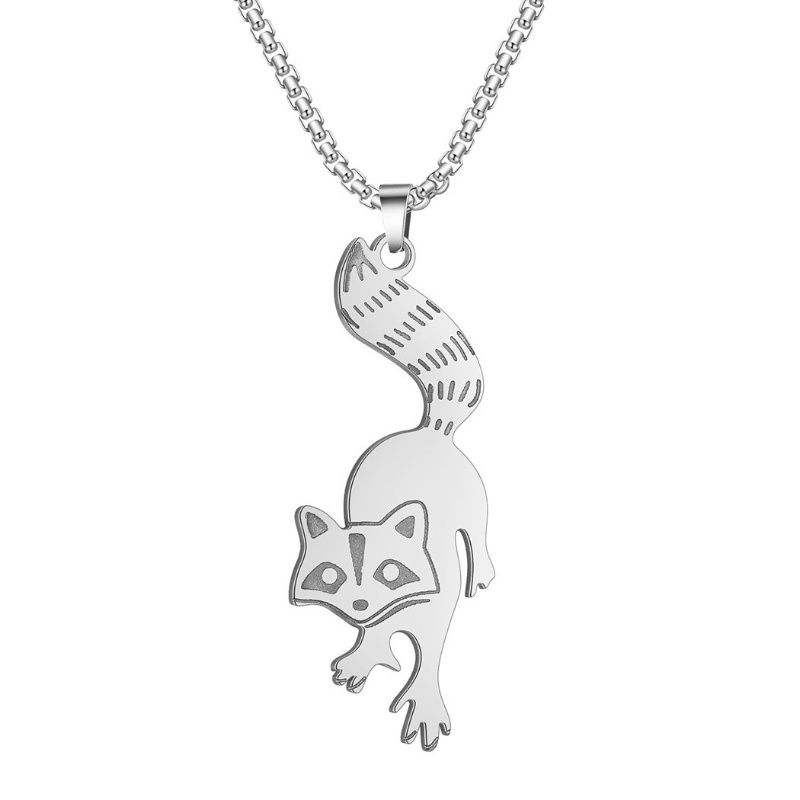 Zh Perhiasan Minimalis Wanita Stainless Steel Raccoon Liontin Fashion Kalung Hip Hop Aksesoris Pesta Ulang Tahun Hadiah Hari Valentine
