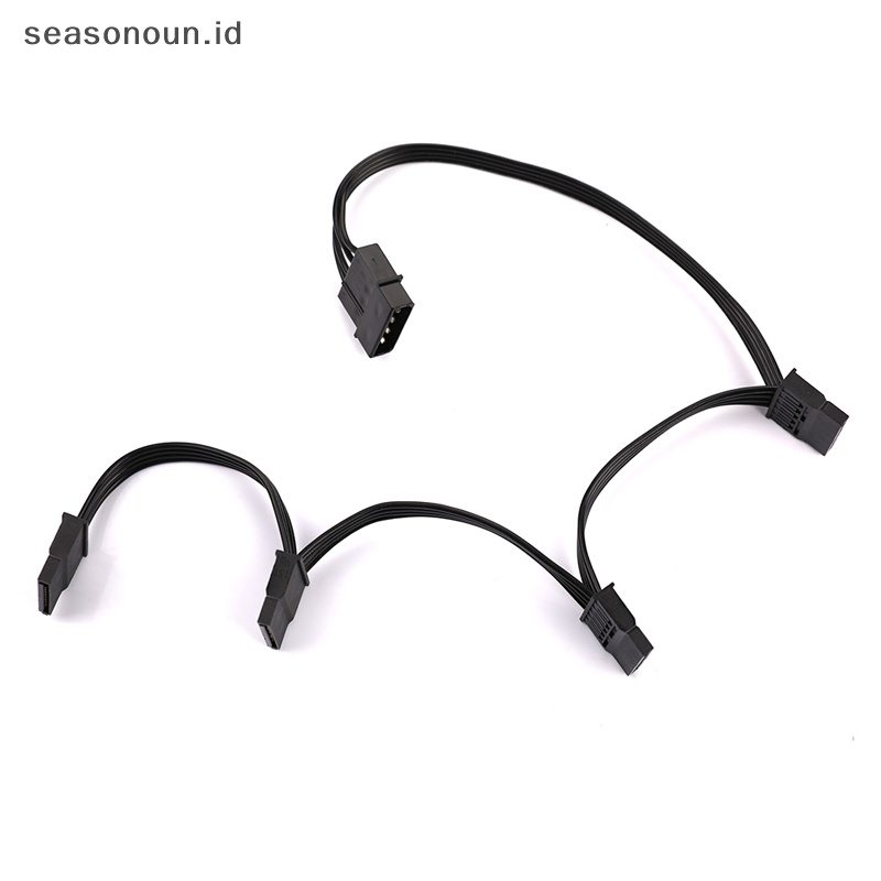 Seasonoun DIY Molex 4pin IDE 1sampai5 SATA 15Pin Hardisk Power Supply Splitter Kabel Cord.