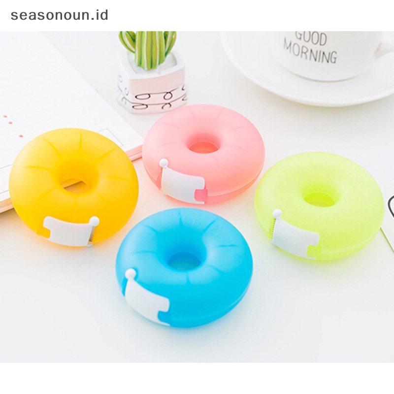 Seasonoun 1pc dispenser tape Kartun Alat Tulis portable Donat tape holder invisible tape.