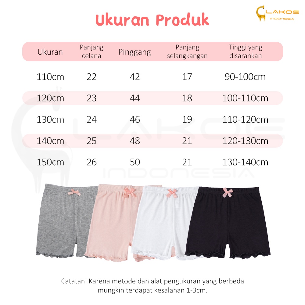 Lakoe Celana Dalam Short Pendek/Celana Boxer/Perempuan Undershorts anak/Cewek Baju Boxer Anak 1 - 16 tahun