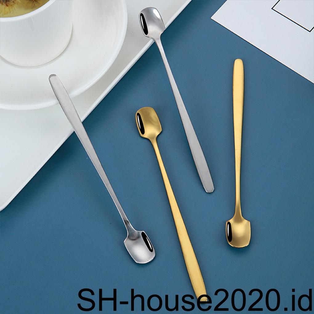 Sendok Pengaduk Kopi Peralatan Makan Reusable Honey Dessert Spoons Square Head Sendok Teh Stirring Stick Kitchen Bar