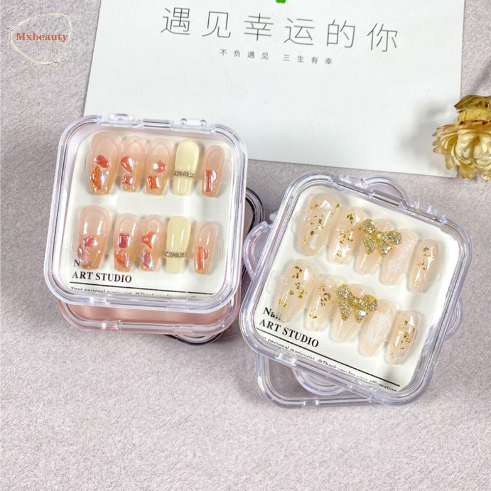 Mxbeauty Kotak Display Kuku Mini Travel Transparan Square Fillet Nail Ornaments Box