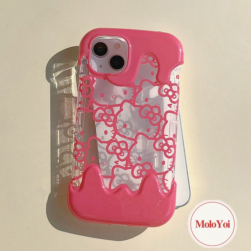 IPHONE Ins Korea Aesthetic Case Kompatibel Untuk Iphone8 7 Plus 11 12 13 14 Pro Max 8Plus 7Plus XR XS X Max SE 2020 Kartun Lucu Hello Kitty 3D Es Krim Lembut Silicon Penutup Belakang