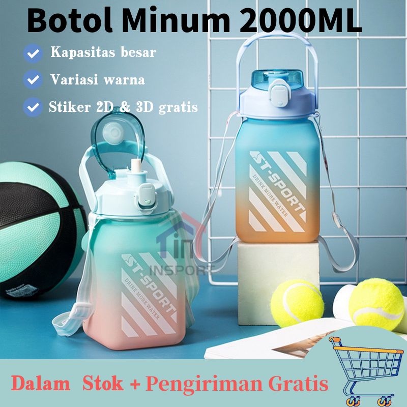 【READY STOCK】Botol Minum Pelangi Gratis Stiker 2D &amp; 3D Botol Virus 2 Liter