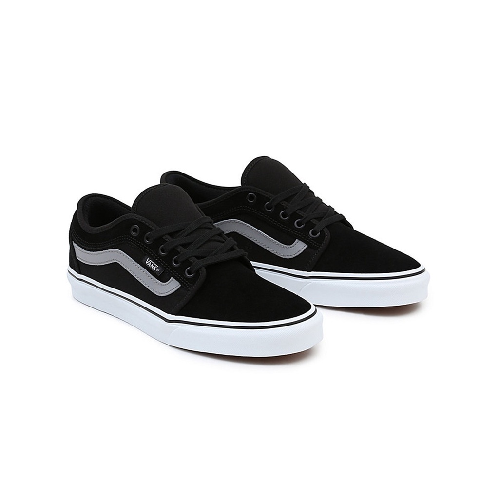 SEPATU VANS OFF THE WALL | CHUKKA LOW SIDE STRIPE BLACK GREY WHITE