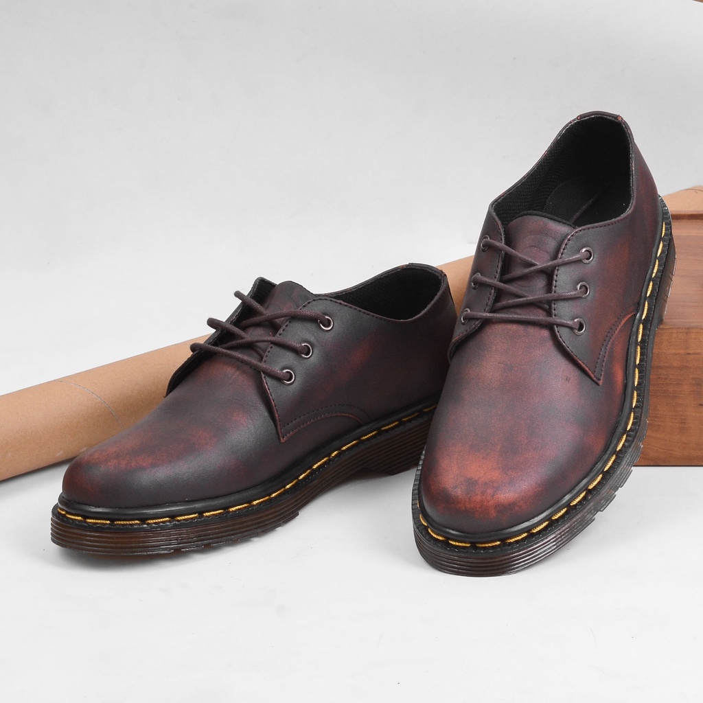 KALMAR MAROON - (KULIT ASLI) Sepatu Boots Pria Vintage Derby Shoes Formal Pantofel Oxford Original G