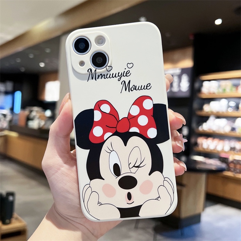IPHONE Casing TPU Cair Disney Mickey Minnie Lucu Untuk Iphone14 13 12 11 Pro Max Mini XS X XR SE 6 7 8 Plus Soft Cover