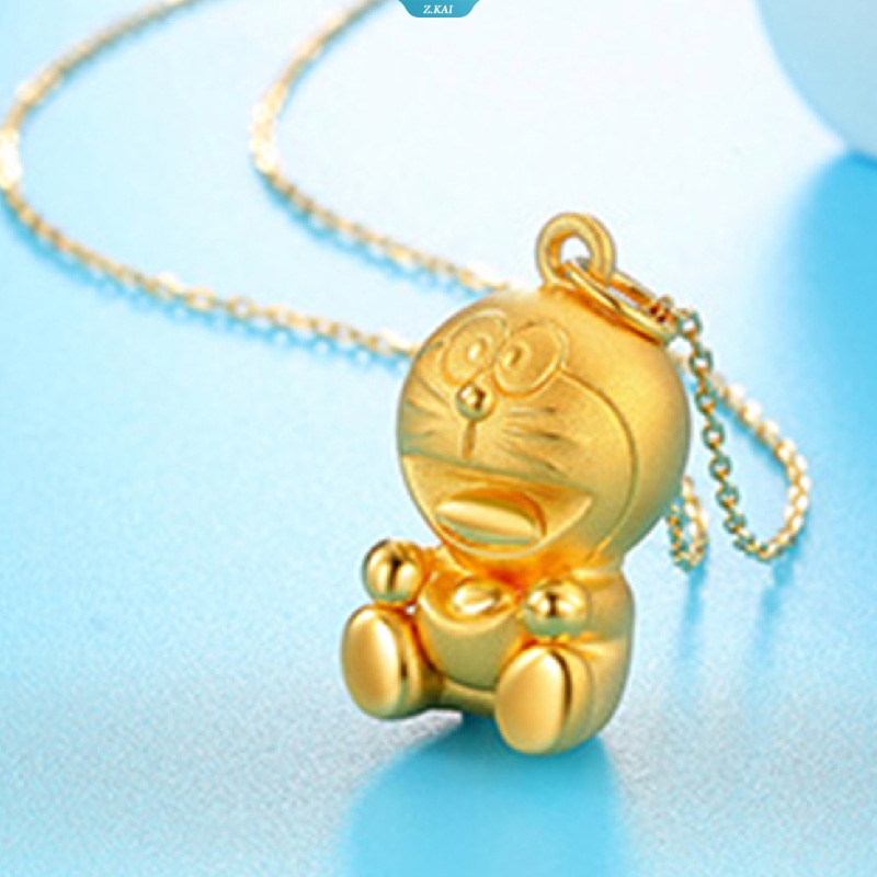 Sole Memory Kartun Doraemon Warna Emas Kalung Untuk Wanita Fashion Perhiasan Pesta Hadiah Ulang Tahun [ZK]