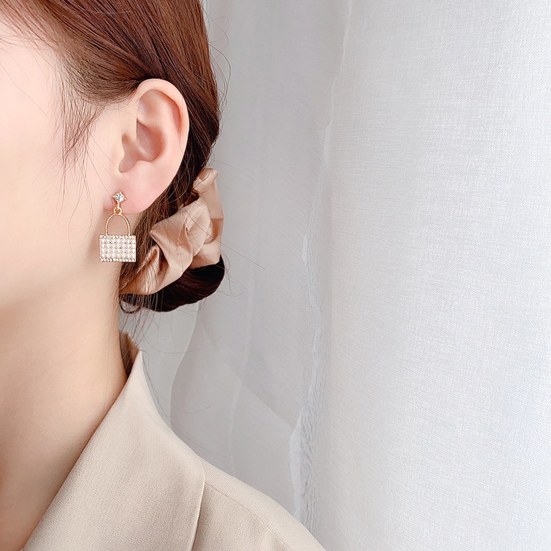 RRNS 223 Anting Hijab Wanita Tusuk Mutiara Kristal Women Earrings Korea Aksesoris Fashion