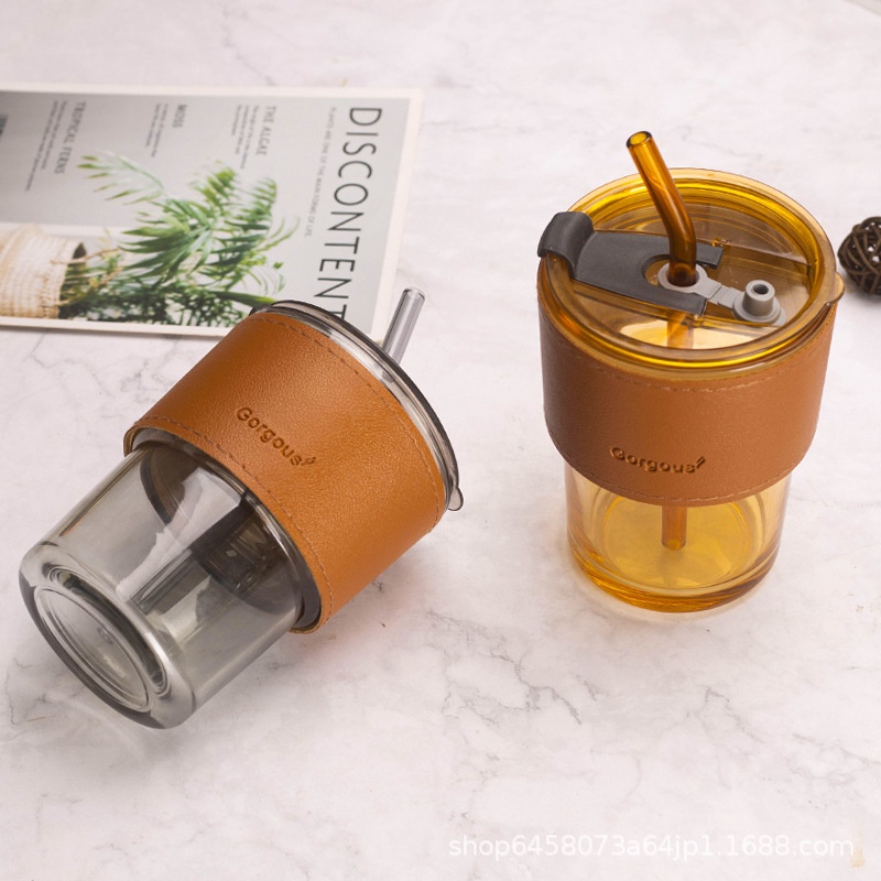 T&amp;Y Gelas Tumbler Aesthetic Gelas Minum Kaca Simple Elegan Water Bottle Cup for Coffee Dengan Penutup Simple Elegan Tumbler Gelas Kaca 2in1 Water Bottle Import Murah