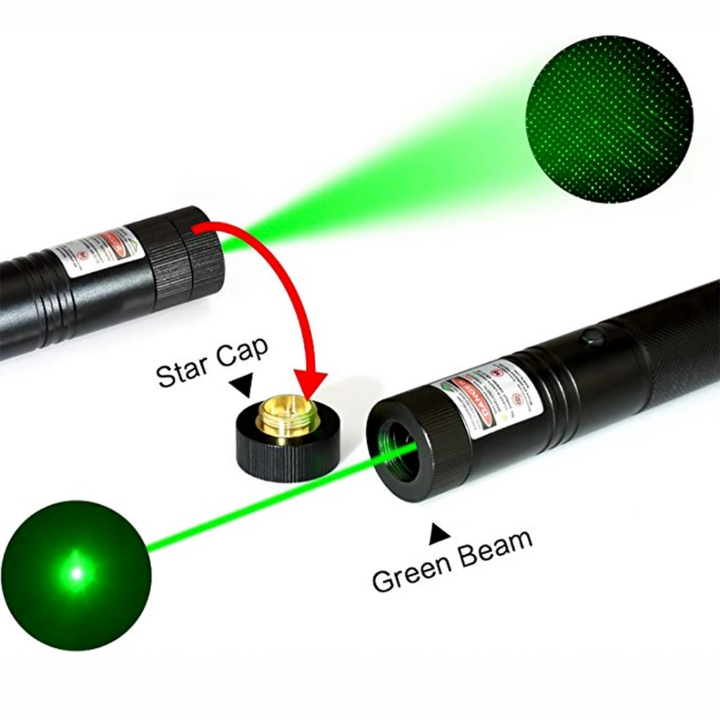 (Dalam Stok, Dikirim Dari Jakarta)Senter laser lampu merah dan hijau penuh bintang pena laser penjualan cahaya laser meja pasir instruksi penunjuk laserGreen Laser Pointer 303/ Laser Hijau