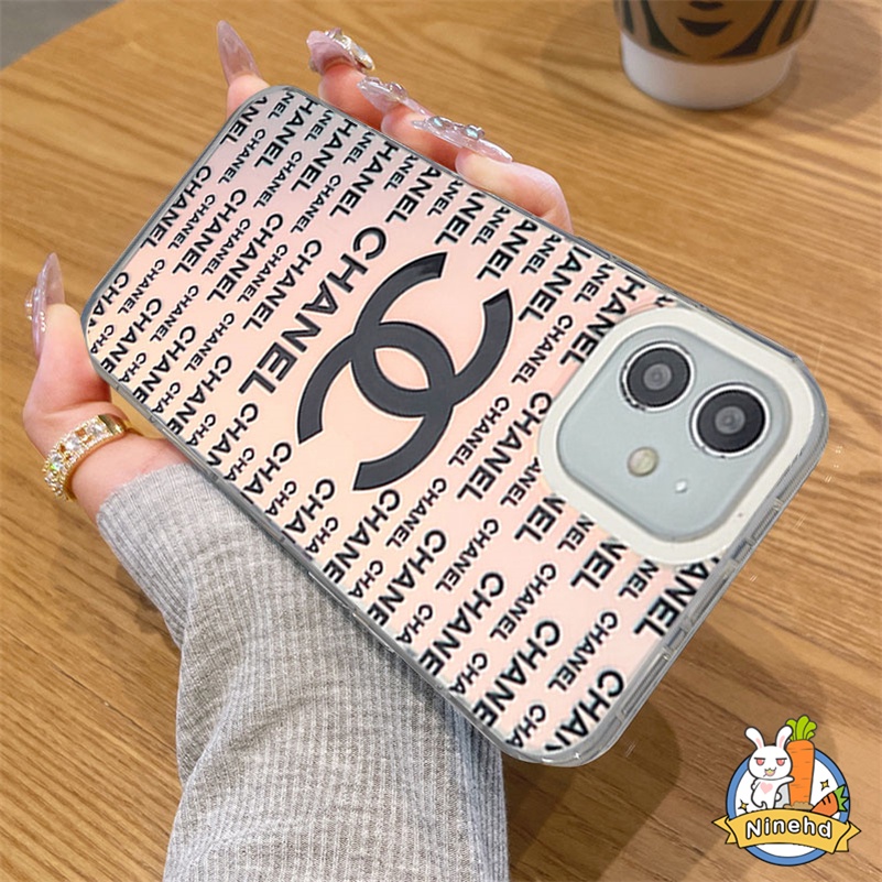 IPHONE Casing Kompatibel Untuk Iphone14 13 12 11 Pro Max X Xr Xs Max8 7 Plus SE Retro Mewah Bahasa Inggris Laser Phone Case Akrilik Bening Keras Shockproof Bumper Phone Casing Cover Pelindung