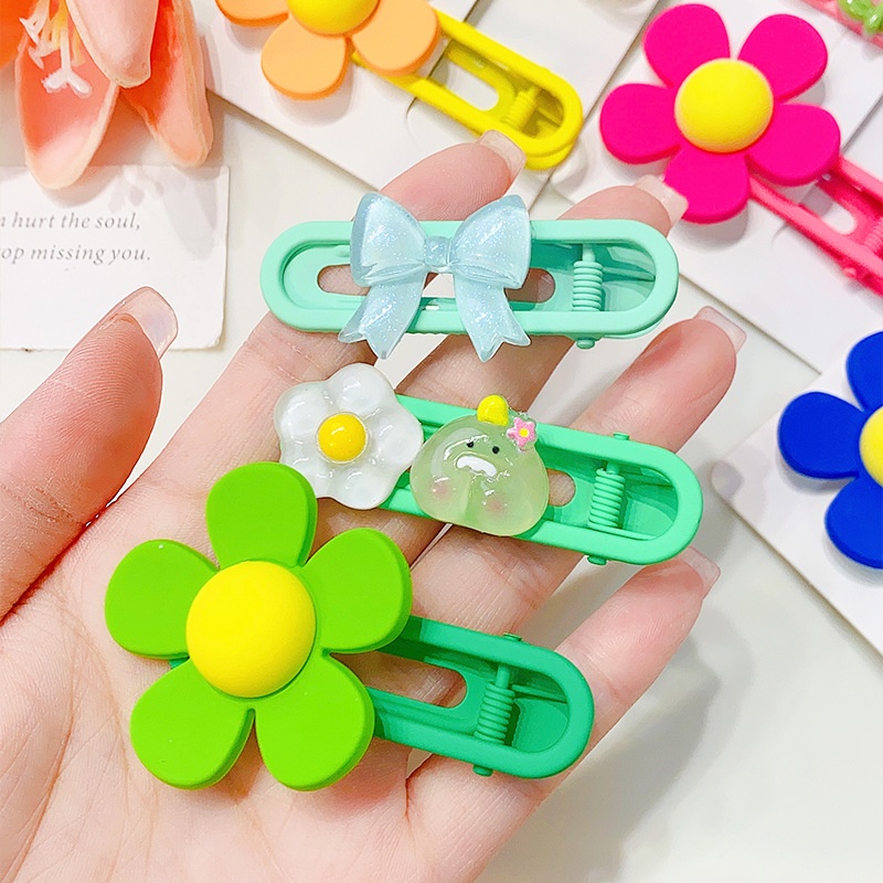 3pcs /Set Korea Permen Warna Bunga Rambut Klip Fashion Lucu Jepit Rambut Gadis Aksesoris Rambut