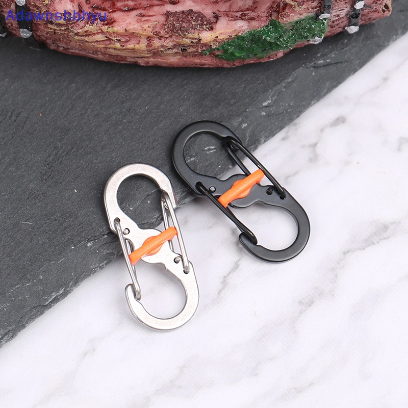 Adhyu Carabiner Tipe S Stainless Steel Dengan Kunci Mini Gantungan Kunci Kait Anti-Pencuri Outdoor Camping Ransel Gesper Key-Lock Tools ID