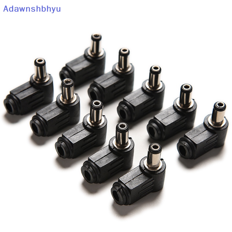 Adhyu 10pcs Sudut Kanan 2.1x5.5mm 2.1mm DC Power Male Plug Solder Konektor Hitam ID