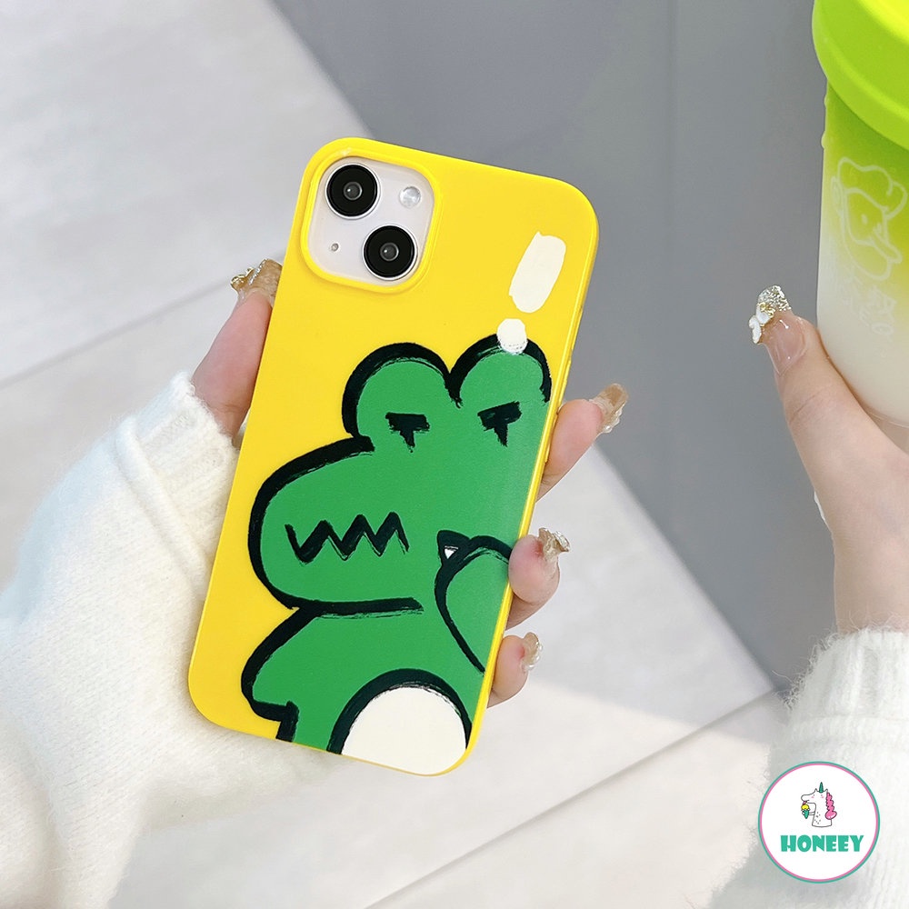 Casing Buaya Graffiti Lucu Untuk iPhone 11 Pro Max12 13 14 Pro Max7 8 Plus XS XR Fashion Glossy Lembut TPU Ponsel Penutup Belakang