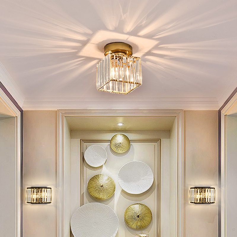 Kristal Lampu Ceiling Kristal Kotak Modern Crystal Round Ceiling Lamp Untuk Tangga Lampu Kristal Plafon Lampu