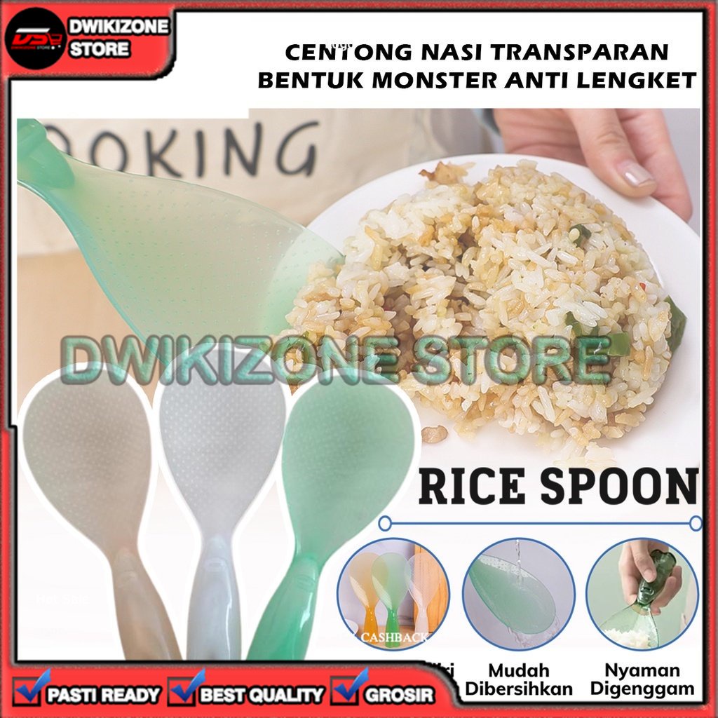 [GROSIR] CENTONG SENDOK CIDUKAN NASI BENING MONSTER TRANSPARAN BISA BERDIRI STANDING RICE SPOON