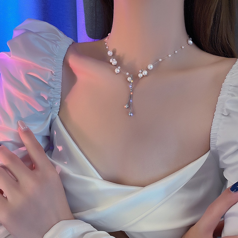 Super Fairy~Mutiara Rumbai Kalung Perempuan ins Desain Niche Trendi High-End Rantai Klavikula Influencer Berkelas Semua @-