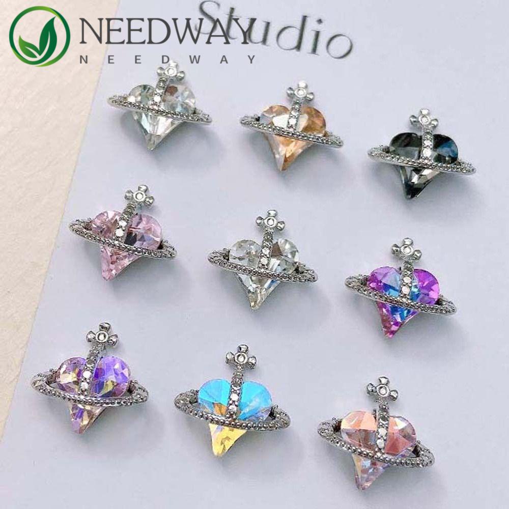 Needway   Kuku Berlian Imitasi Pesona Kuku Cinta Mewah Hati Jepang Nail Art Alloy Nail Jewelry 3D Nail Art Drills