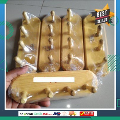 gantungan kunci kayu / gantungan dinding kayu 4 kait custom / kapstok baju unik / kapstok serbaguna