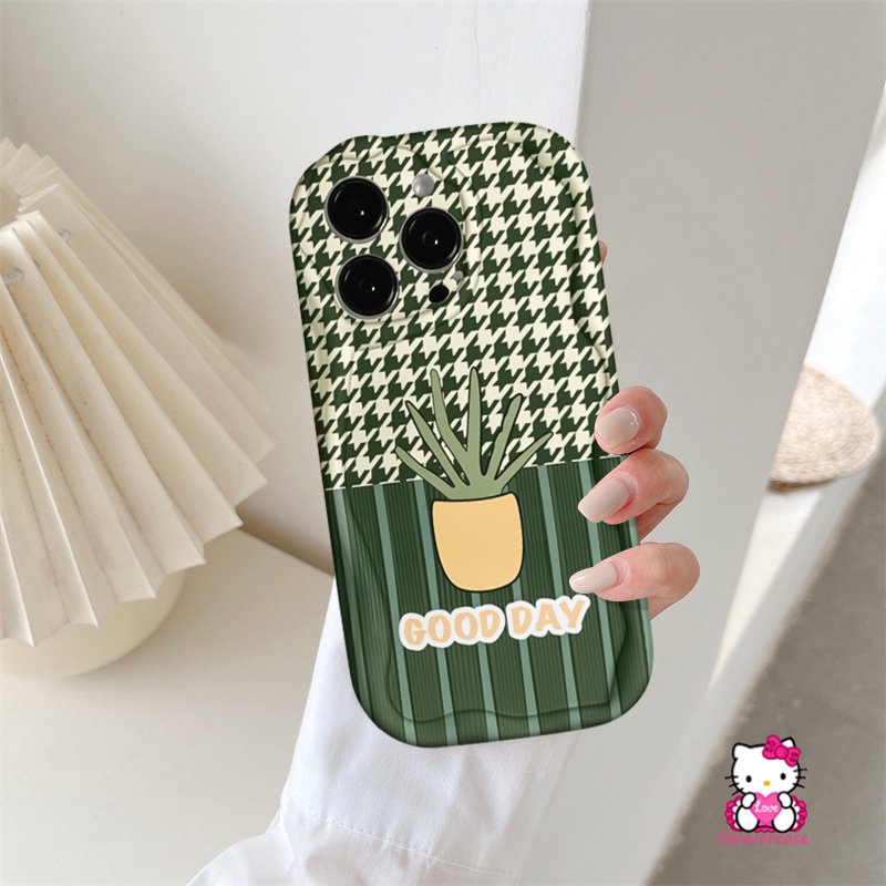 Casing Pola Kisi Kaktus Tanaman Pot Segar Untuk Realme C53 C55 C35 C31 C33 C17 C11 C25 C15 C30 C21 C21Y C25Y C20 C25s C12 C3 5s 5i 6i 5 7i 9i C20A 3D Tepi Melengkung Bergelombang Soft Case
