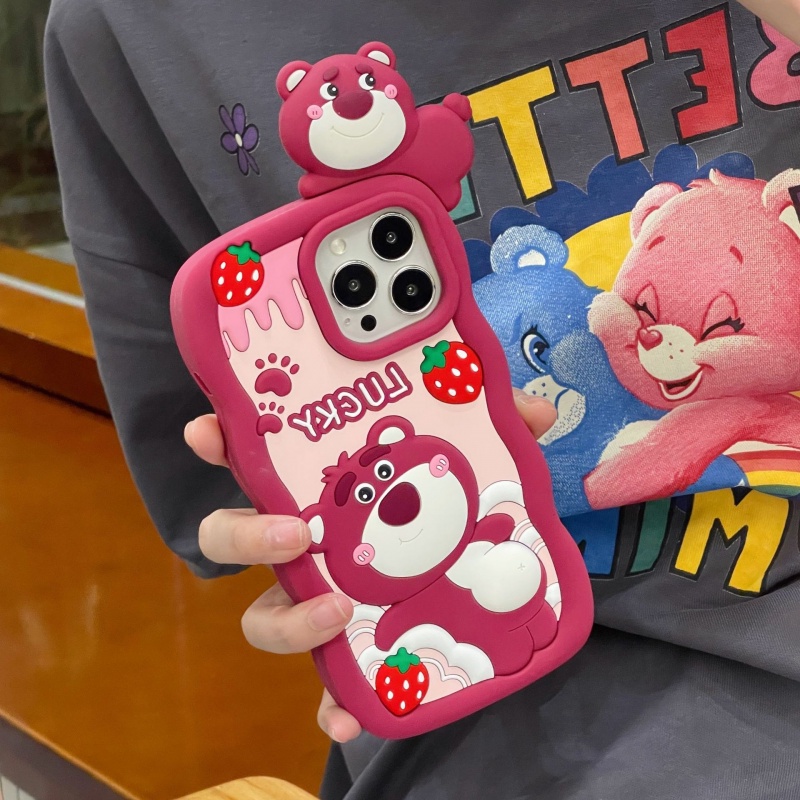 Bear Strawberry Jam Silikon Case Telepon Anti Jatuh Iphone11/13/14ProMax Untuk IPhone 12pro