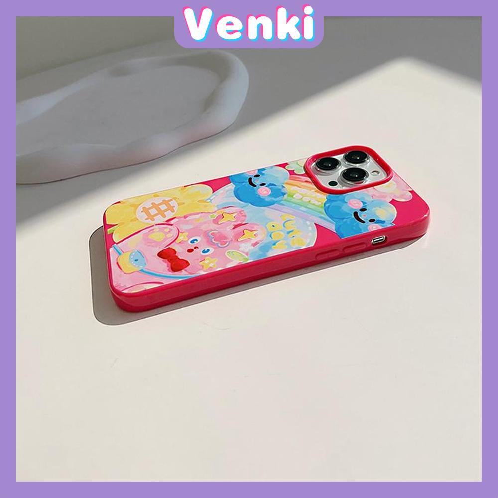 VENKI - For iPhone 11 iPhone Case Candy Case Red Glossy TPU Soft Case Shockproof Protection Camera Cute Cartoon Graffiti Compatible with iPhone 14 13 Pro max 12 Pro Max xr xs max