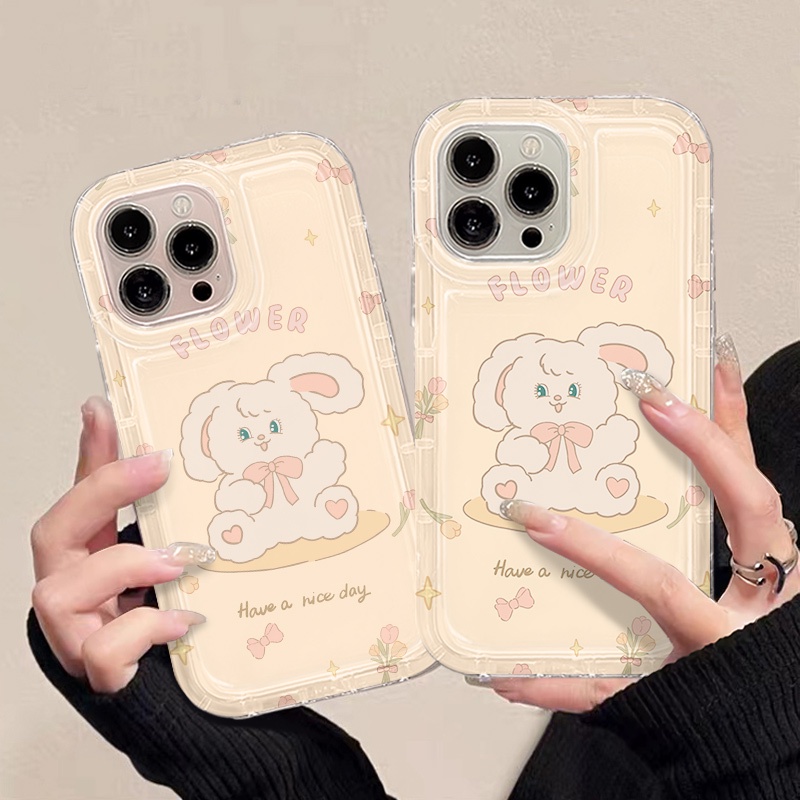 IPHONE Kelinci Lucu Soft Phone Case Kompatibel Untuk Iphone14 13 11 12 Pro XS Max X Xr7 +8 Plus Casing TPU Silikon Shockproof Cover