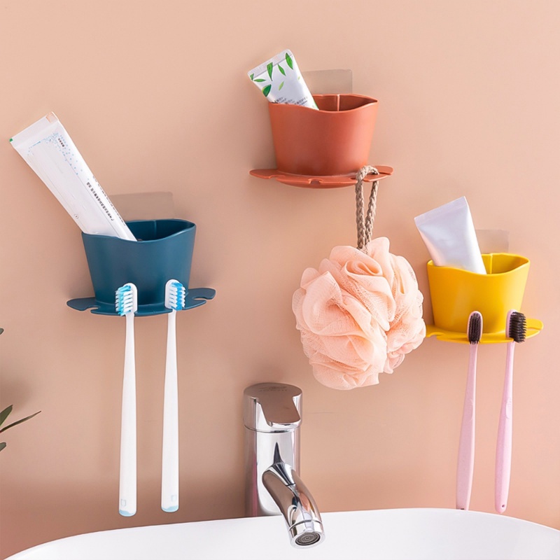 Rak Penyimpanan Alat Cukur Jenggot Odol Sikat Gigi Kamar Mandi/Multi-Posisi Self-adhesive Wall Mounted Toothbrushes Hanger Hook