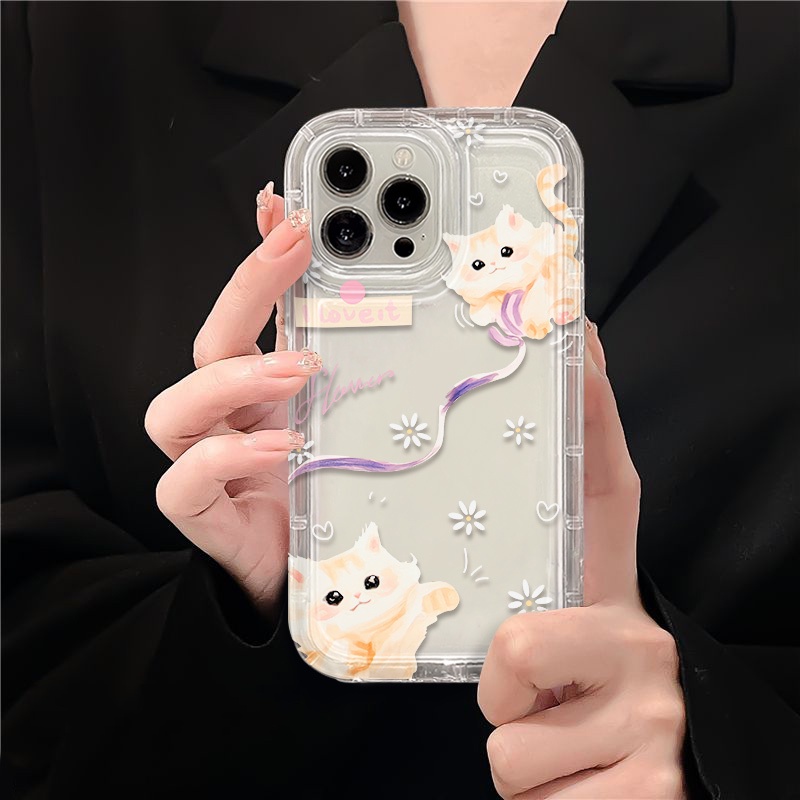 Casing Ponsel Lembut Kucing Lucu Kompatibel Untuk IPhone Casing Lucu14 13 11 12 Pro XS Max X XR 7 +8 Plus TPU Silikon Shockproof Cover