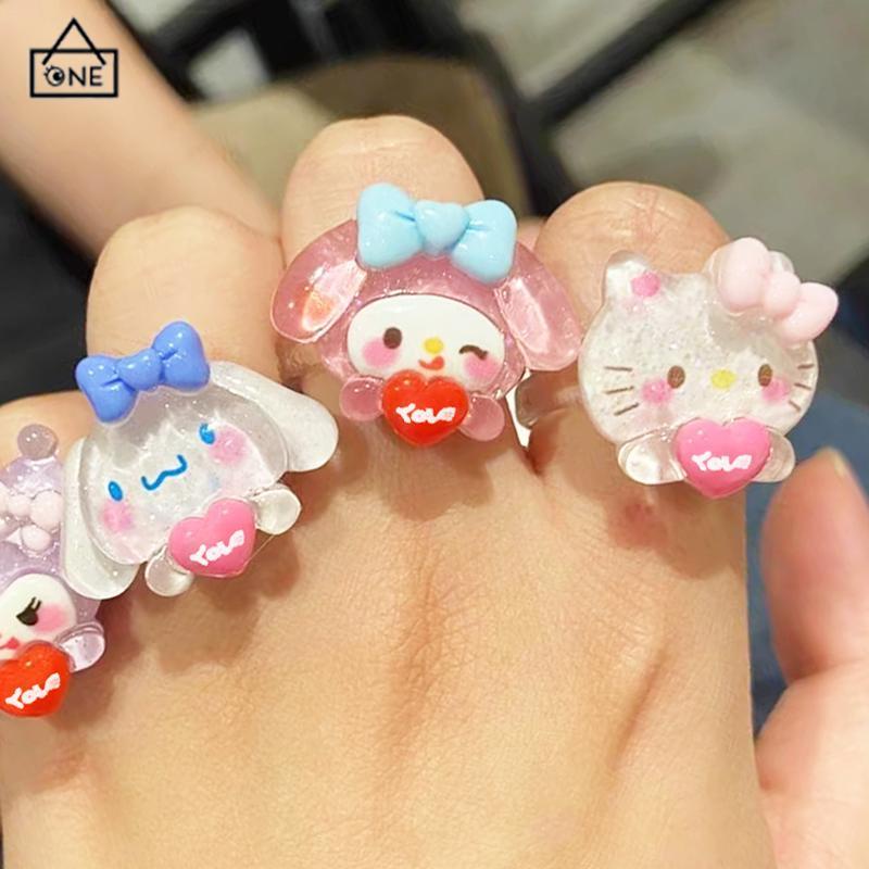 COD❤️Cincin Couple Plastik Bahan Warna Lucu korea Fashion Sederhana Gaya Untuk Pria Dan Wanita-A.one