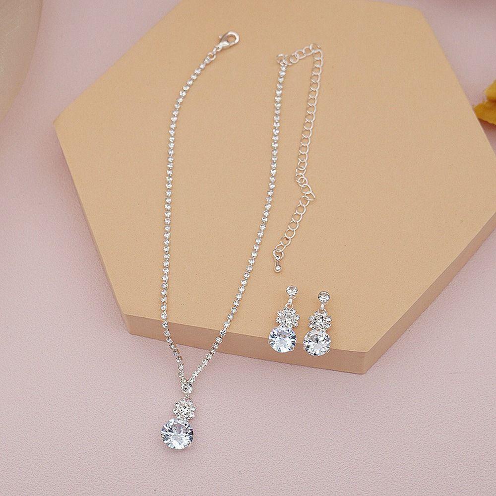 Set Perhiasan Pernikahan Pengantin Agustina Bergaya Indah Rumbai Panjang Elegan Berlian Imitasi Alloy Drop Earrings Menjuntai Earrings