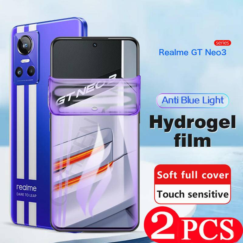 2pcs soft full cover Untuk OPPO Realme GT Neo 5 5SE 3 3T 2 2T Flash Explorer Master film Hidrogel Bening Untuk Realme GT2 Pro Explorer Master GT3 Anti blue light Pelindung Layar