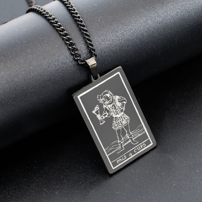 Z H Perhiasan Vintage Waite Holy Grail Tarot Liontin Fashion Pria Anti Karat Kalung Hip Hop Baja Titanium Aksesoris Pesta