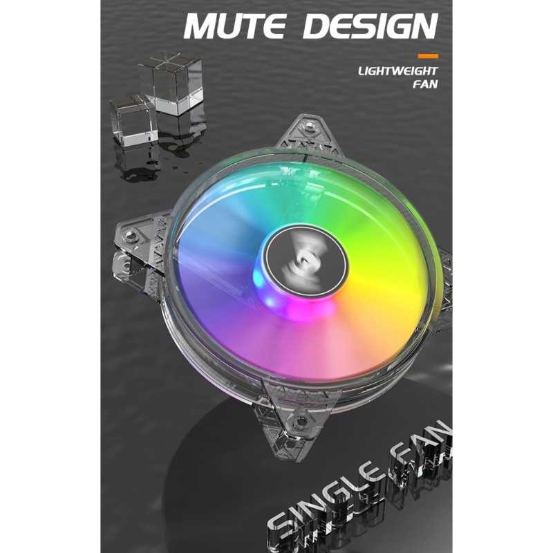 Cre 12CM Kipas Pendingin Sasis Komputer PWM CPU Temperature Control Fan 12V ARGB Synchronous 12025 12x12x2 5CM