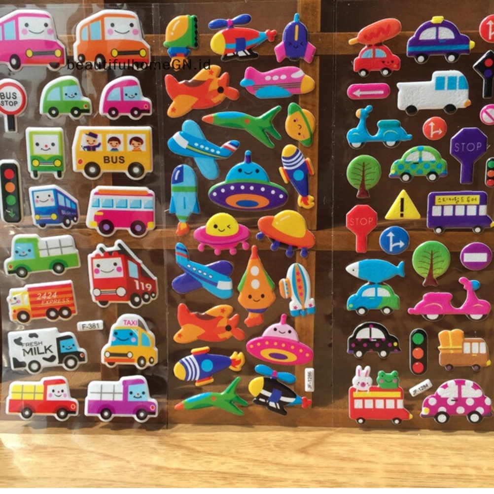 {Cantik} 10pcs/lot Stiker Gelembung 3D Kartun Anak ClassicToys Sticker Hadiah Kado Sekolah~