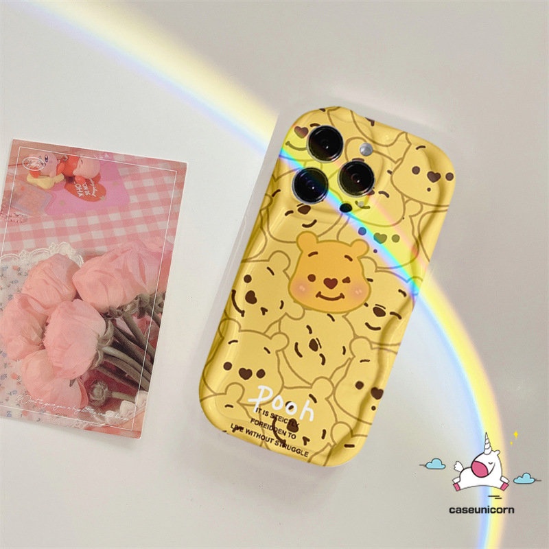 Untuk Realme C53 C55 C35 C31 C25 5 5i 7i 5s 6i 9i C12 C33 C21Y C11 C25s C30 C15 C25Y C21 C17 C3 C20 C3 C1 3D Wavy Curved Edge Catoon Kodok Layar Penuh Lucu Winnie The Pooh Lembut Sarung