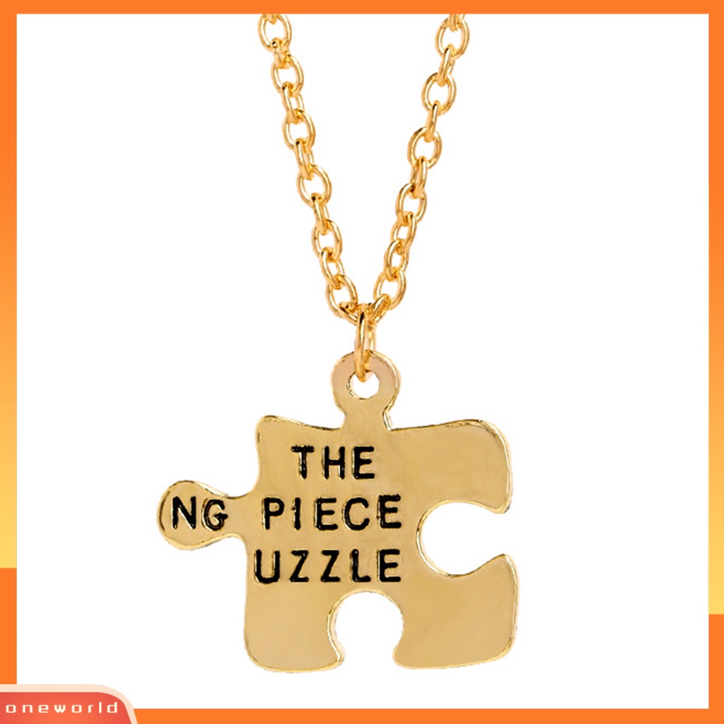 [ONE] 2pcs Kalung Pasangan Puzzle Huruf Perhiasan Penampilan Fashion Sederhana Kalung Persahabatan Untuk Hari Kasih Sayang