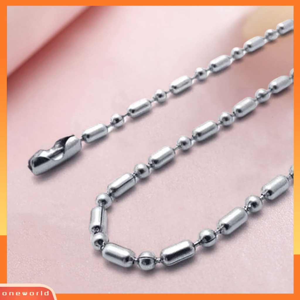 [ONE] 2.4mm Hip Hop Warna Perak Rantai Kalung Stainless Steel Bola Manik-Manik Unisex Panjang Kalung Perhiasan Aksesori