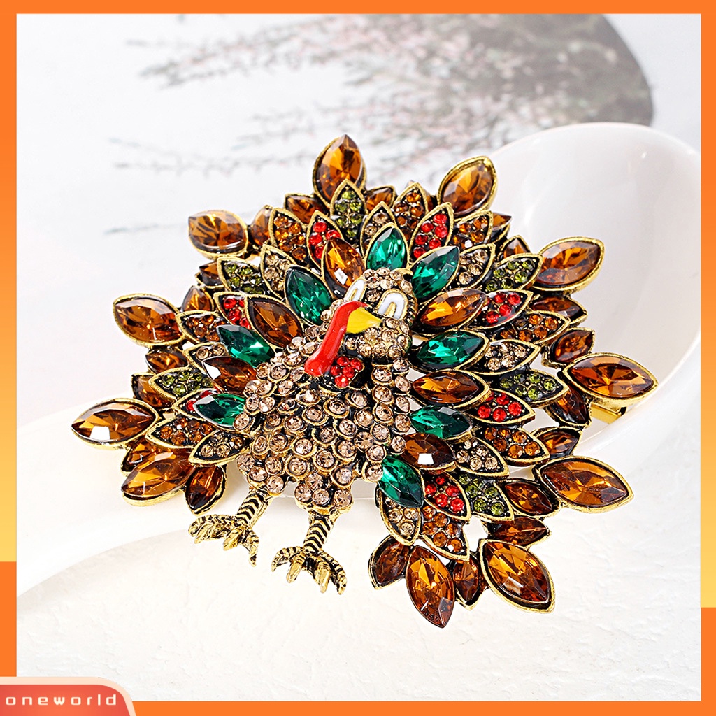 [ONE] Bros Pakaian Portable Serbaguna Stylish Peacock Rhinestone Animal Brooch Untuk Wanita