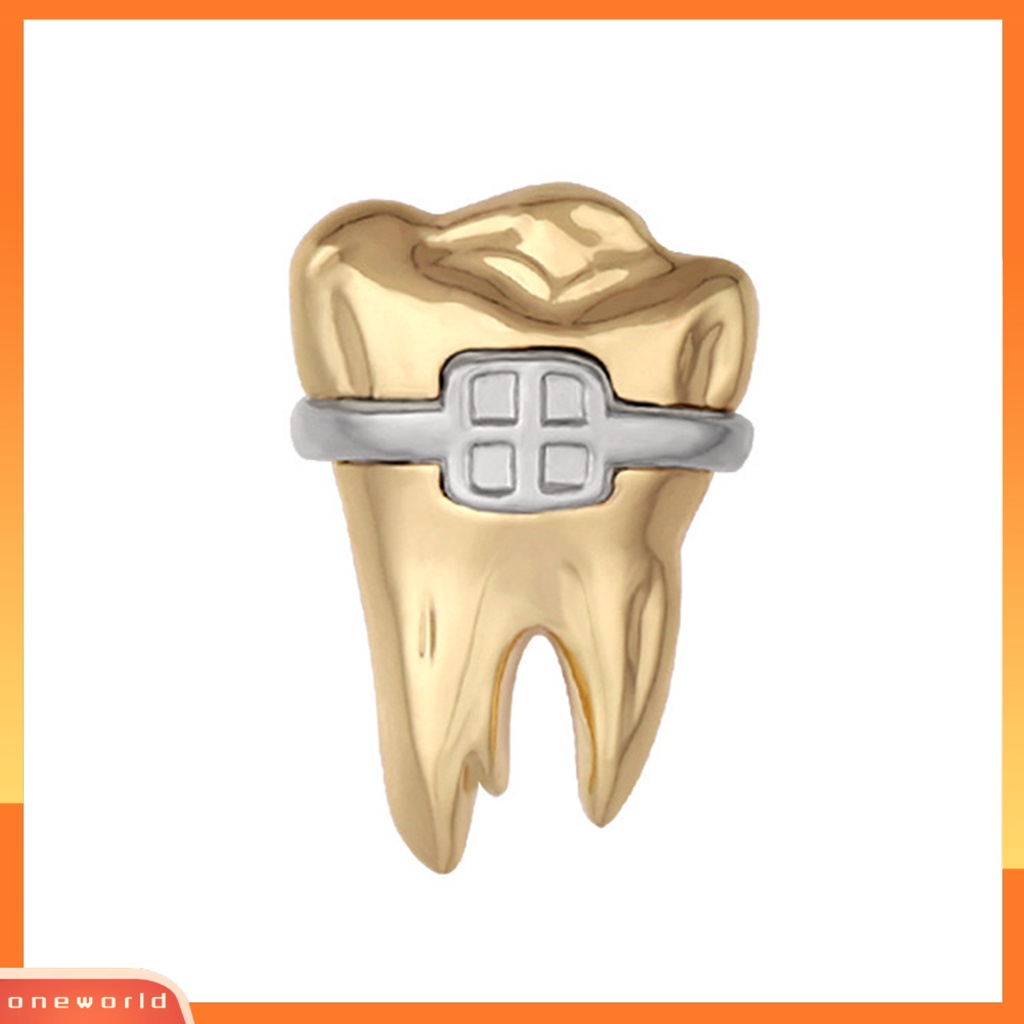 [ONE] Bros Pin Bentuk Gigi Electroplating Geometris Hias Perhiasan Hadiah Pakaian Yang Sesuai Colorfast Perawatan Gigi Tooth Brooch Pin Aksesoris Pakaian