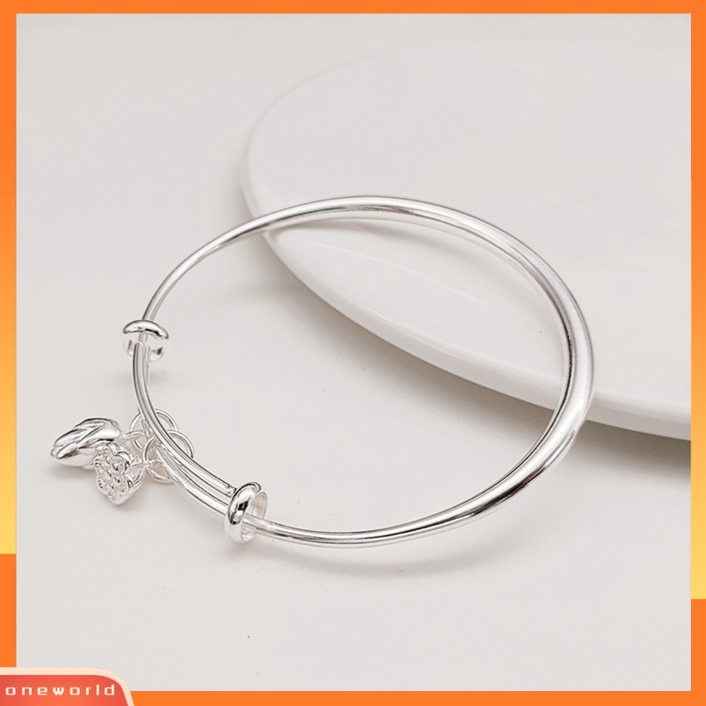 [ONE] Wanita Bangle Warna Perak Dapat Disesuaikan Dainty Sweet Nonallergic Hadiah Electroplating Lotus Seedpod Pesona Gadis Gelang Fashion Perhiasan