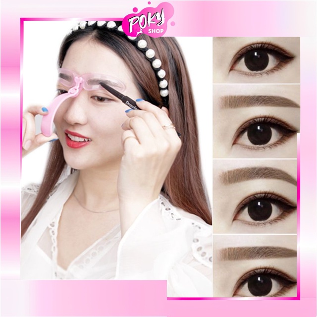 POKY - D6086 Cetakan Alis 8 IN 1 Wanita K5034 / Eyebrow Template Delapan Model / Alat Cetak Gambar Alis / Alat Cetak Gambar Alis Praktis