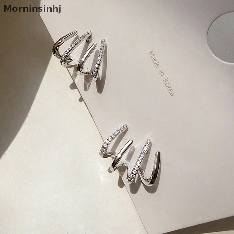 Mornin 1pasang Anting Elegan Lucu Earing Claw Ear Hook Clip Stud Earrings Untuk Wanita Cabang Empat Kristal Warna Emas Anting Telinga Perhiasan Fashion id