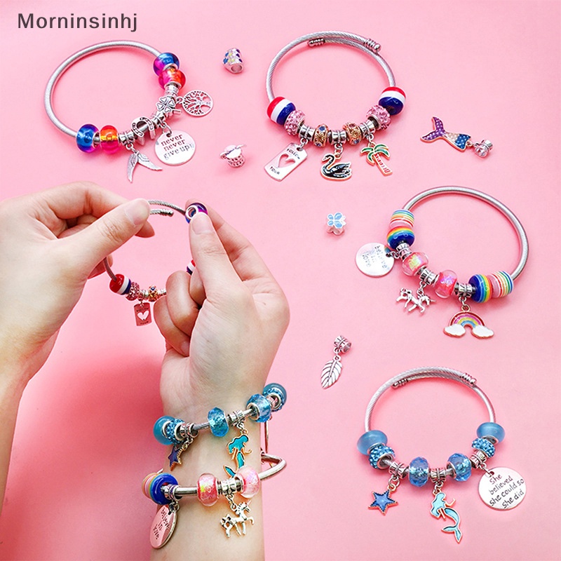 Mornin DIY Gelang Kit Untuk Hadiah Anak Unicorn Tas Handmade Beads Set Gadis Kalung Untuk Membuat Perhiasan id